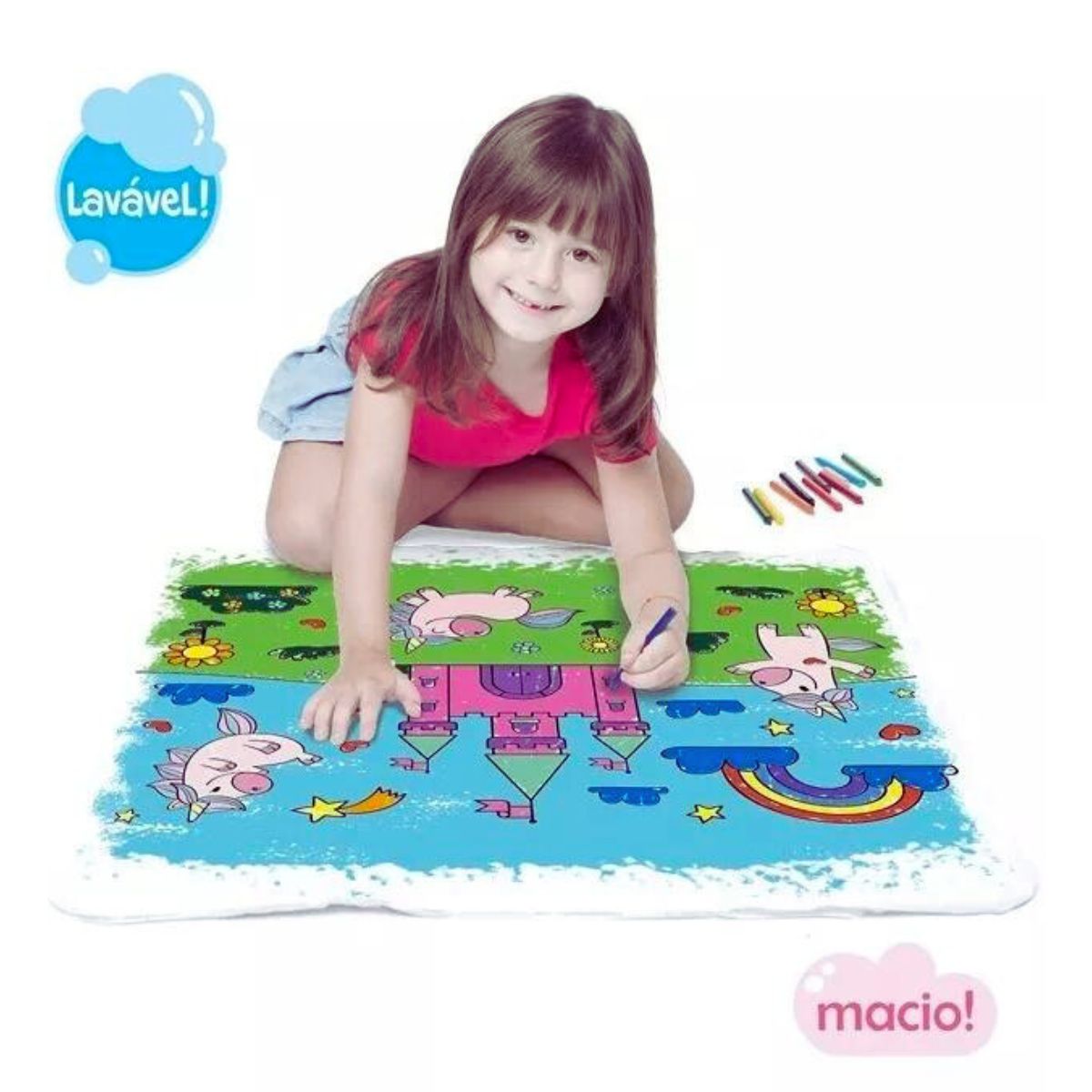 Brinquedo Tapete Para Pintar Lavável Unicórnios - Toyster Brinquedo Tapete Para Pintar Lavável Unicórnios - Toyster